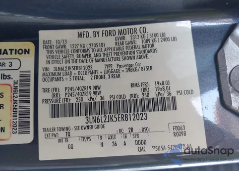 2014 Lincoln Mkz из США, поврежденный, VIN 3LN6L2JK5ER812023